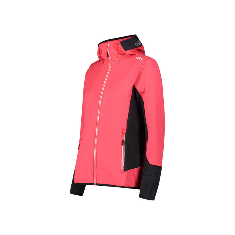 Cmp Stretch Grid Tech fleece with Hood W