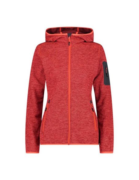 Fleece Cmp FIX HOOD RED FLUO