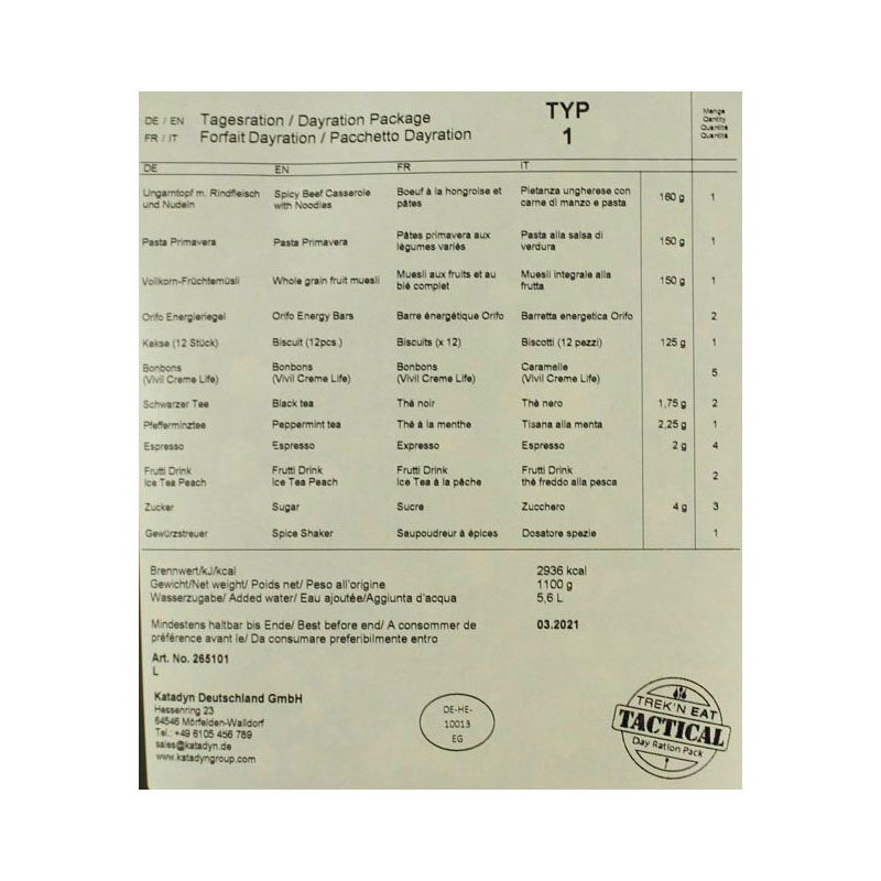 Trek'n Eat Ración Diaria (Pack 1)