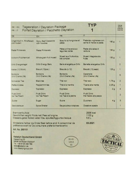 Trek'n Eat Ración Diaria (Pack 1)