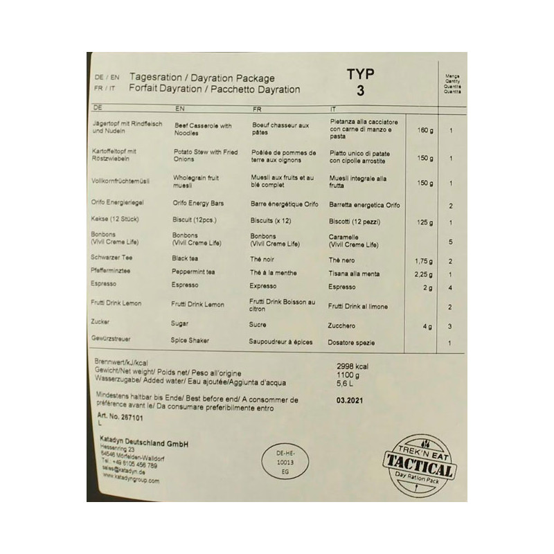 Trek'n Eat Ración Diaria (Pack 3)