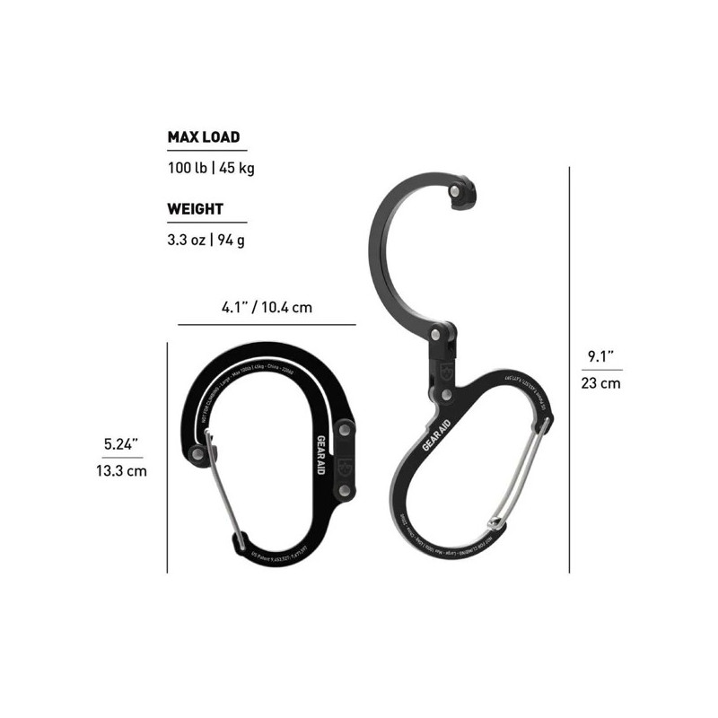 Mousqueton Gear Aid HEROCLIP L Stealth Black