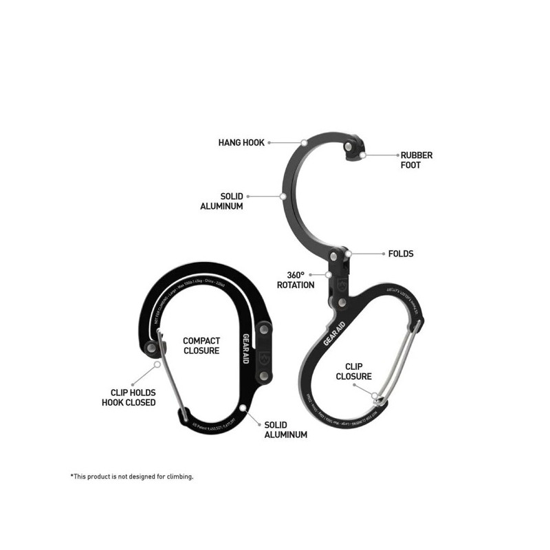 Mousqueton Gear Aid HEROCLIP L Stealth Black