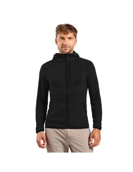 Sudadera Odlo MID LAYER HOODY FZ ASCENT Black