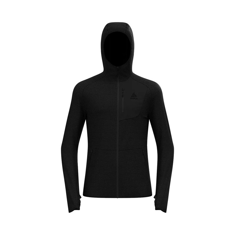 Pulóver Odlo MID LAYER HOODY FZ ASCENT Black