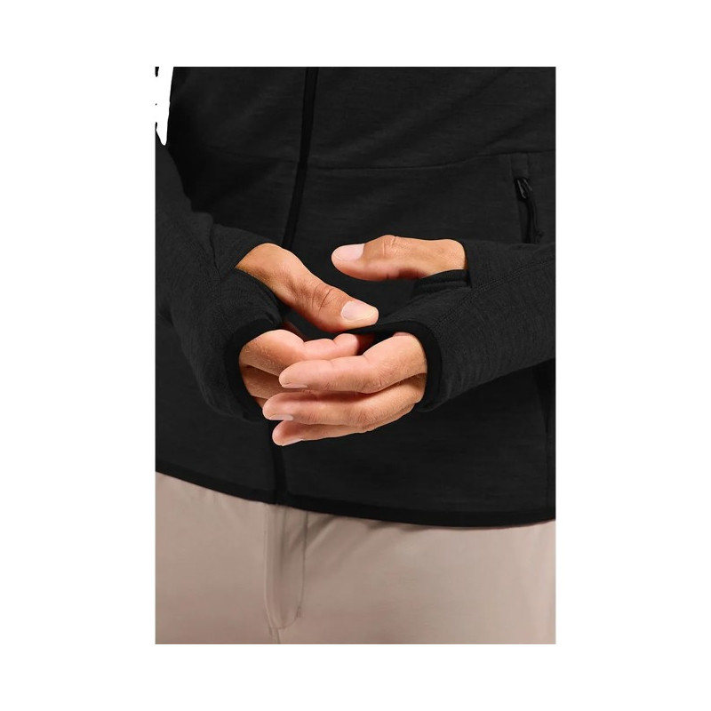 Pulóver Odlo MID LAYER HOODY FZ ASCENT Black