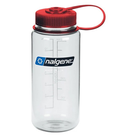 Bidón Nalgene b ancha SUS 500ml trans c/tap rojo