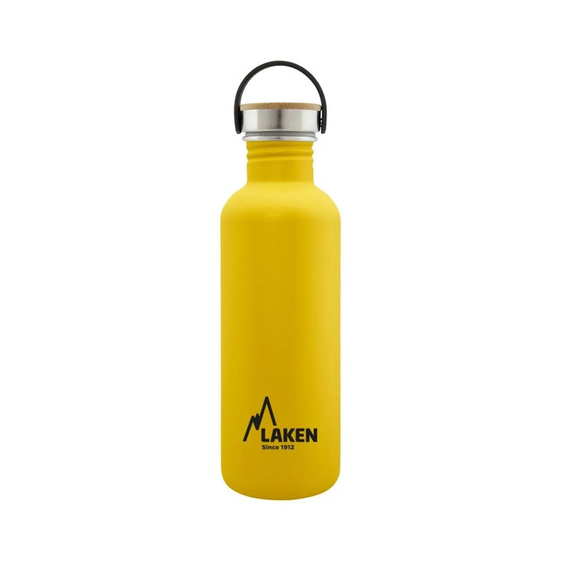Garrafa Laken ac inox Basic 1L-tap acero/bambú