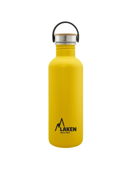 Fles Laken ac inox Basic 1L-tap acero/bambú