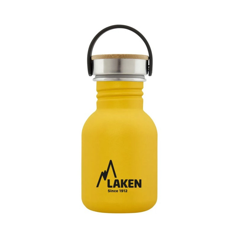 Garrafa Laken ac inox Basic 350ml-tap acero/bambú