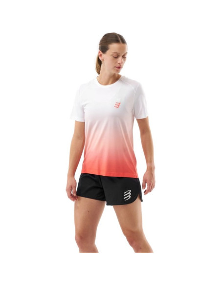 T-paita Compressport PERFORMANCE SS TSHIRT W Fluo Red/White