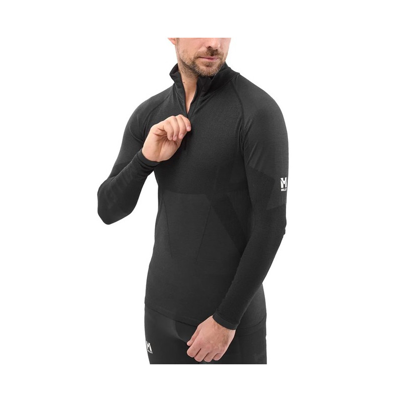 T-Shirt Millet DRYNAMIC SOFT LS 1/2 ZIP M Black-Noir