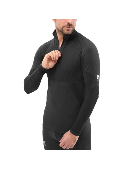 T-Shirt Millet DRYNAMIC SOFT LS 1/2 ZIP M Black-Noir
