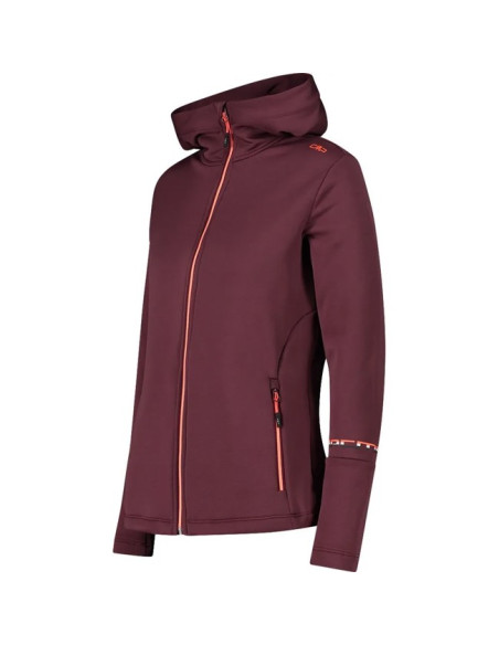 Polarfleece Cmp WOMAN FIX HOOD BURGUNDY