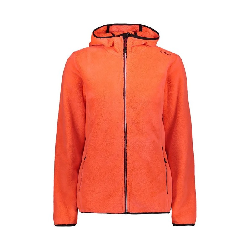Polarfleece Cmp WOMAN JKT FIX HOOD Red Fluo