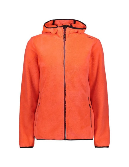 Polarfleece Cmp WOMAN JKT FIX HOOD Red Fluo