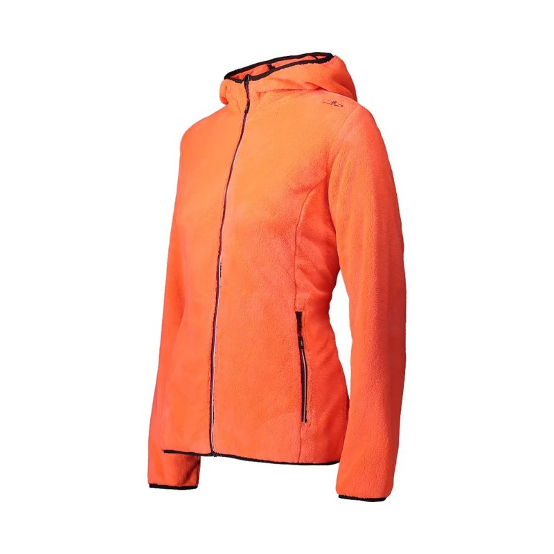 Fleece Cmp WOMAN JKT FIX HOOD Red Fluo
