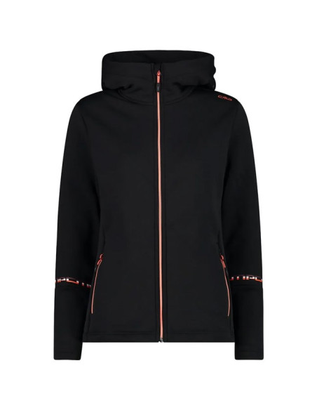 Sudadera Cmp WOMAN FIX HOOD NERO-RED FLUO