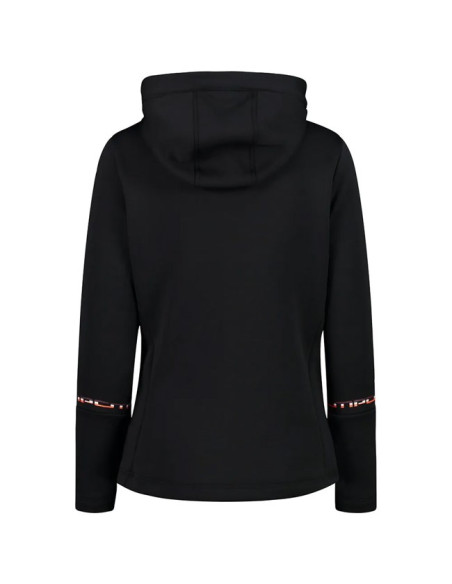 Sweatshirt Cmp WOMAN FIX HOOD NERO-RED FLUO