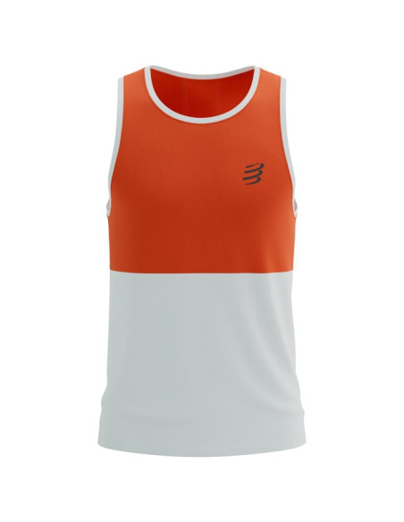 Póló Compressport PERFORMANCE SINGLET M Tigerlily/Star Whi