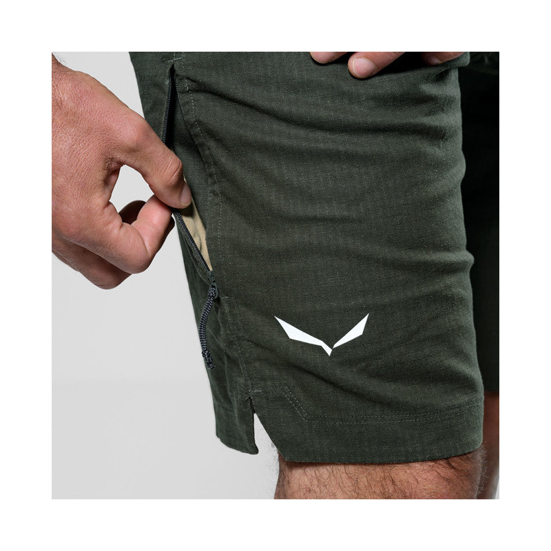 Kalhoty Salewa AGNER HEMP M RIPSTOP SHORTS Dark Olive