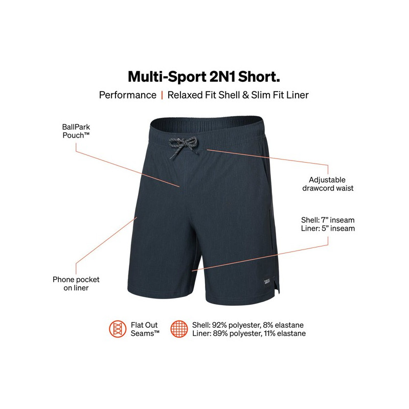 Nadrág Saxx 2N1 SHORT Striation Slub- Bl