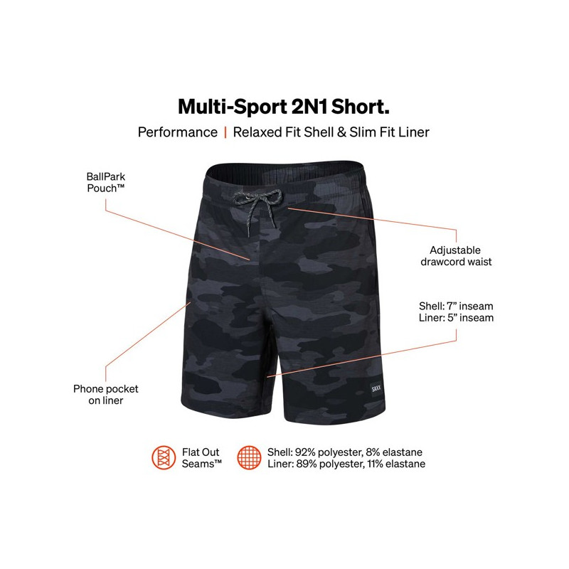 Pantalone Saxx 2N1 SHORT Tranquil Camo- Bla