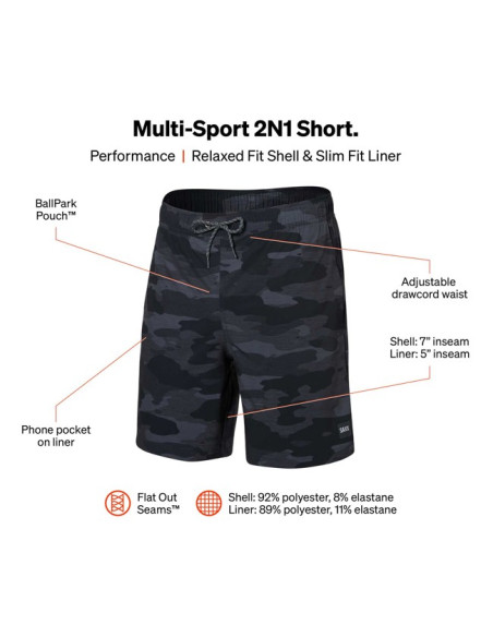 Pantalone Saxx 2N1 SHORT Tranquil Camo- Bla