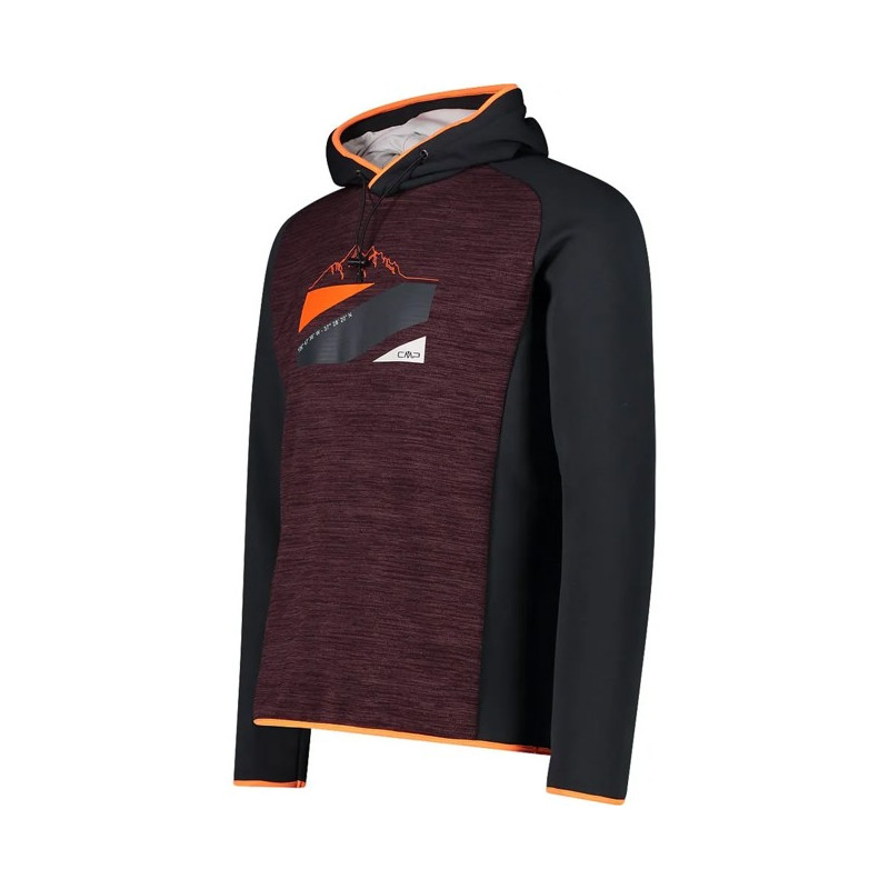 Pulóver Cmp SWEAT FIX HOOD BURGUNDY MEL.