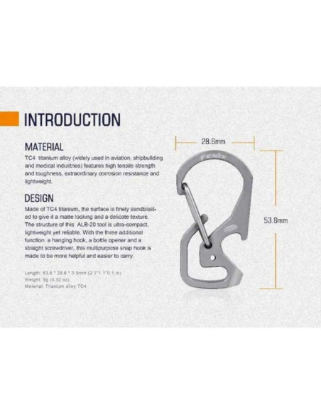 Carabiner Fenix ALB-20 Gris
