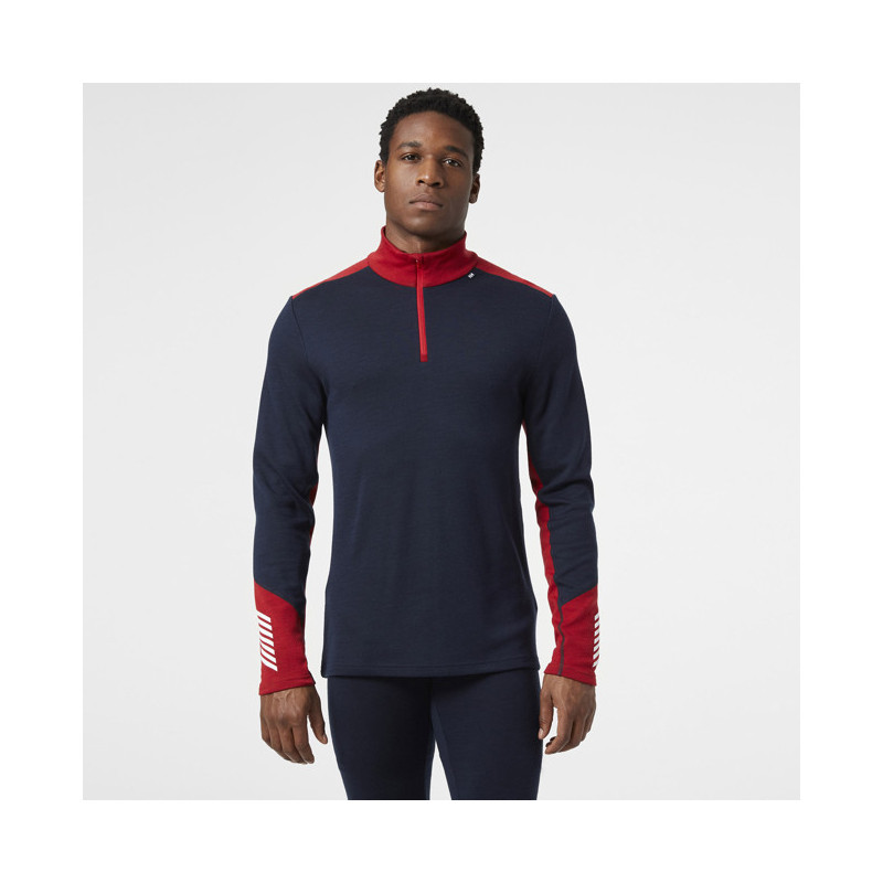 Koszulka Helly Hansen MERINO MIDWEIGHT 1/2 ZIP Navy