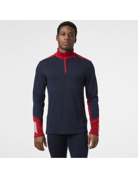 Tričko Helly Hansen MERINO MIDWEIGHT 1/2 ZIP Navy