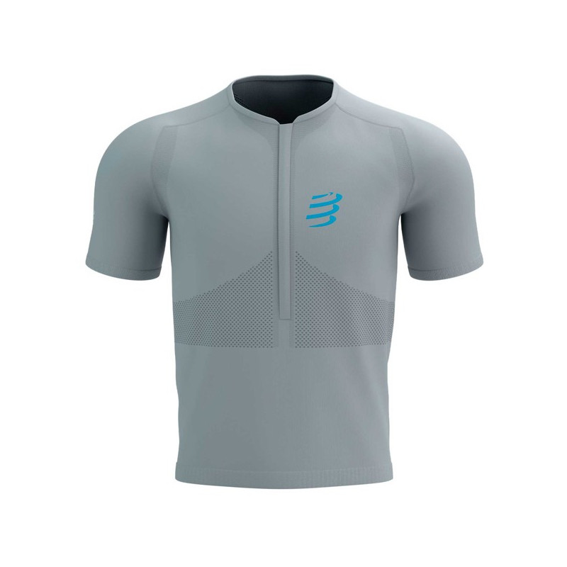 Tričko Compressport TRAIL HALF-ZIP FITTED SS TOP Alloy/Hawai