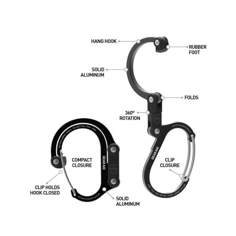 Sky Hook Gear Aid HEROCLIP MED Stealth Black