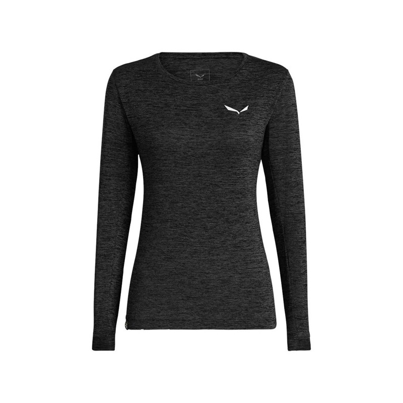 Póló Salewa PUEZ MELANGE DRY W L/S TEE Black Out Mel