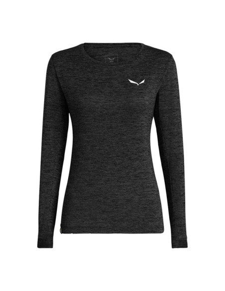 Póló Salewa PUEZ MELANGE DRY W L/S TEE Black Out Mel