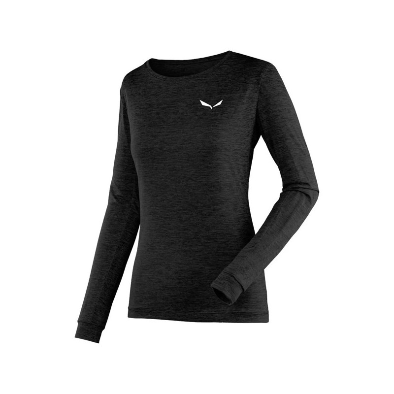 Tričko Salewa PUEZ MELANGE DRY W L/S TEE Black Out Mel