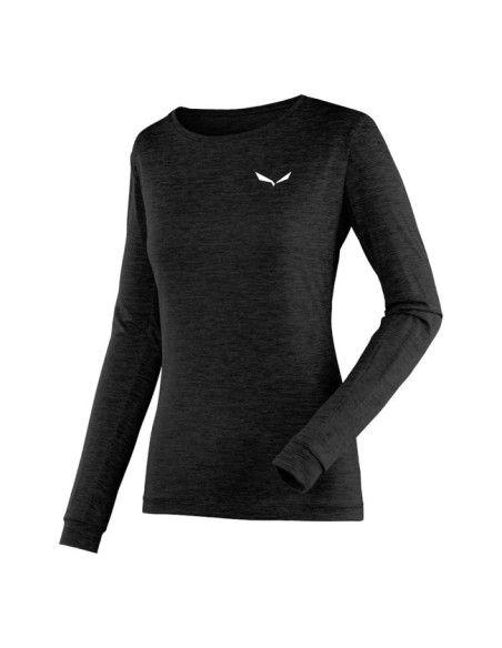Póló Salewa PUEZ MELANGE DRY W L/S TEE Black Out Mel